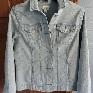Croft & Barrow Light Blue Pinstripe Jean Jacket